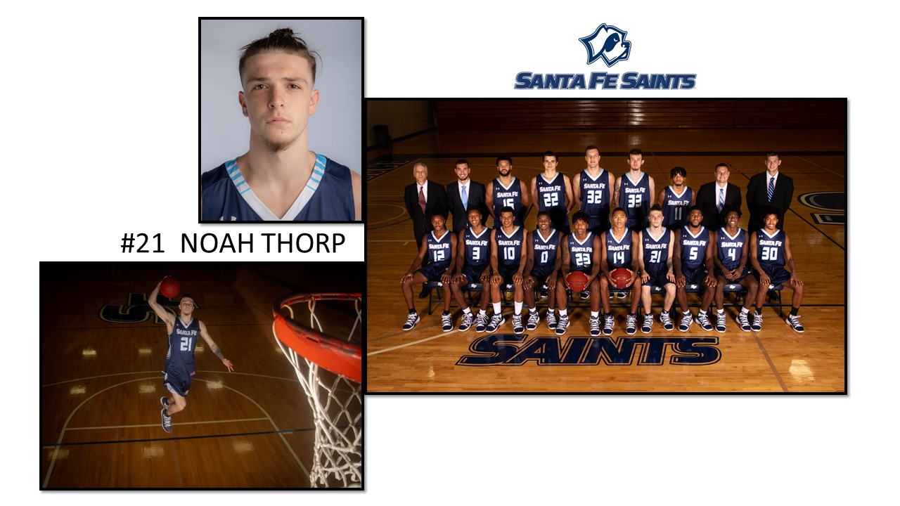 photo of Noah Thorp and Saints basketball team