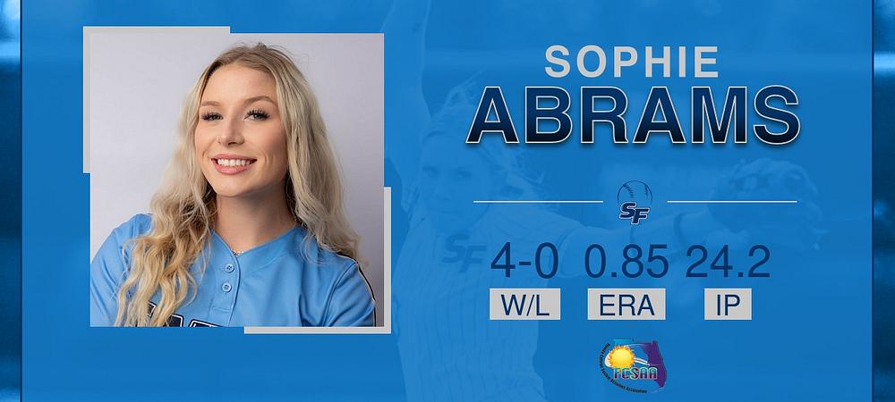 Abrams Named FCSAA Pitcher of Week after Four Wins from Circle